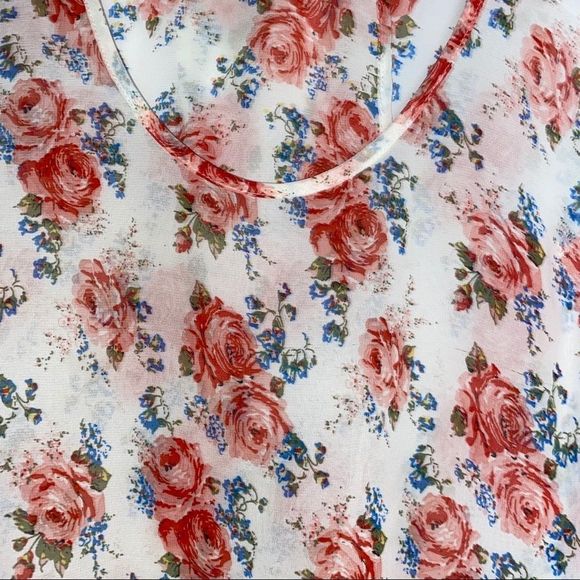 Poetry White Floral Open Back Tank Blouse Medium M - Picture 3 of 11